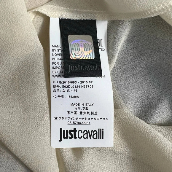 Just Cavalli Ivory See Through Scarf Decorated Blouse Top Size 42 / US 6 - Picture 11 of 12